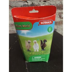 New Schleich Farm World Realistic Chicken Playset 3 Piece Chickens